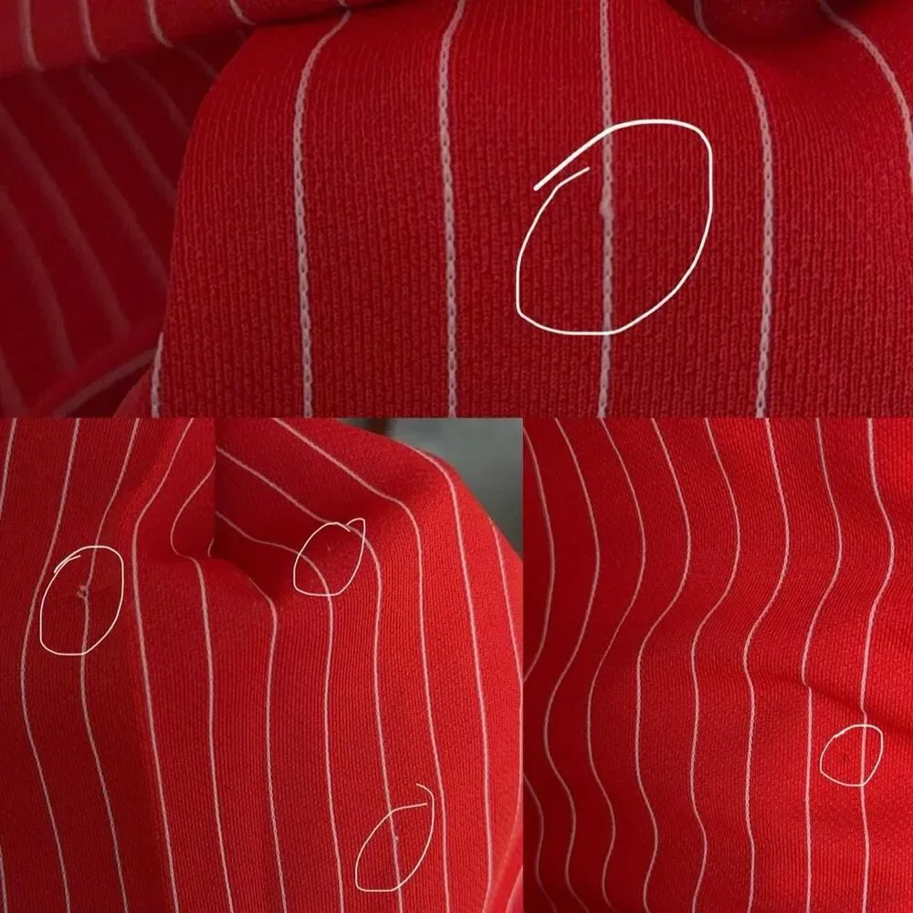 Vintage  60s/70s Mod Red Pinstripe Pleated Shift Dress size XS/2
